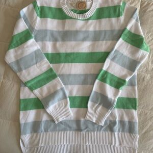 The Beaufort Bonnet Company Green and Gray Striped Sweater